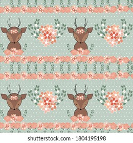 cute animal spring seamless pattern. Can use for print, template, fabric, presentation, textile, banner, poster, wallpaper, digital paper