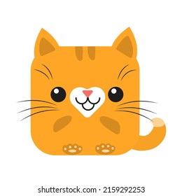 Cute animal square face. Vector flat illustration