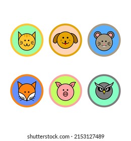 cute animal sticker pin set vector design