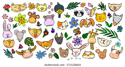 
cute animal stickers suitable for children’s clothing, as stickers or background for wrapping paper, EPS 10