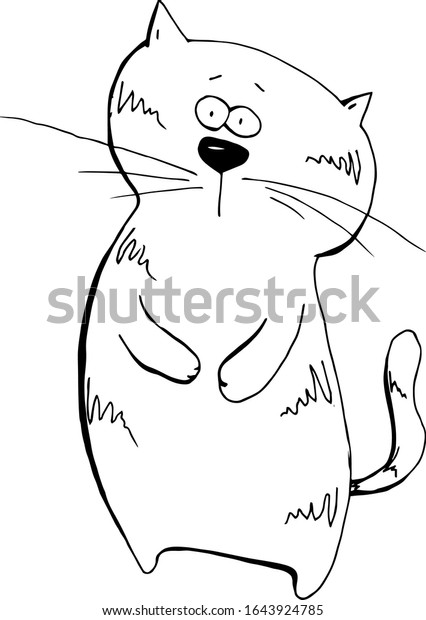 cute animal surprised cat coloring book stock vector