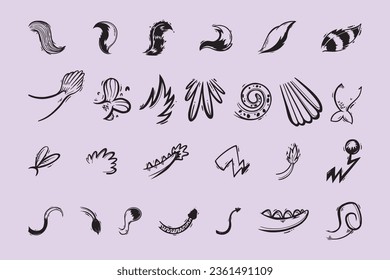 Cute animal tail doodle handdrawn. Animal tail vector for design