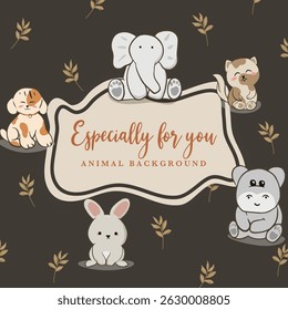 cute animal template background illustration