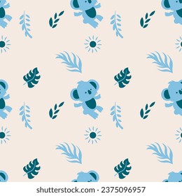 Cute Animal themed Seamless Pattern Vector Illustration
