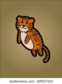 Cute animal tiger sticker vector art