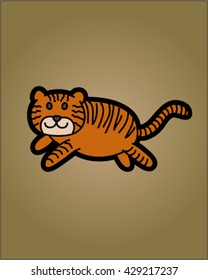 Cute animal tiger sticker vector art