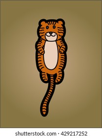 Cute animal tiger sticker vector art