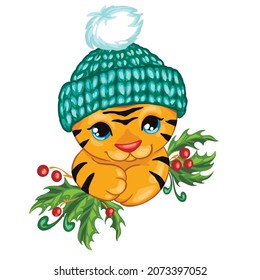 Cute animal tiger symbol of the new year 