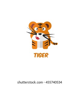 Cute Animal (Tiger) Vector Illustration. flat style design