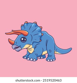 Nettes Tier Triceratops Cartoon Charakter Vektor Illustration.