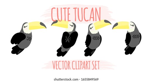 CUTE ANIMAL TUCAN DOODLE CARTOON VECTOR 