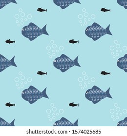 Cute animal underwater seamless pattern design. Can use for print, template, fabric, presentation, textile, banner, poster, wallpaper
