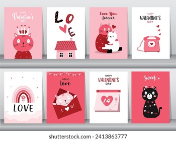 Cute animal with Valentine's day balloon.February 14. Design with cute animal.love, couple, heart, valentine,Vector illustrations.