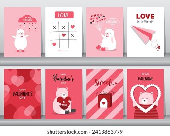 Cute animal with Valentine's day balloon.February 14. Design with cute animal.love, couple, heart, valentine,Vector illustrations.