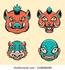 cute animal vector art set 