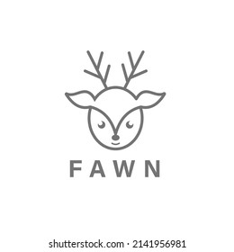Cute animal vector cute deer head design logo in perfect line style.