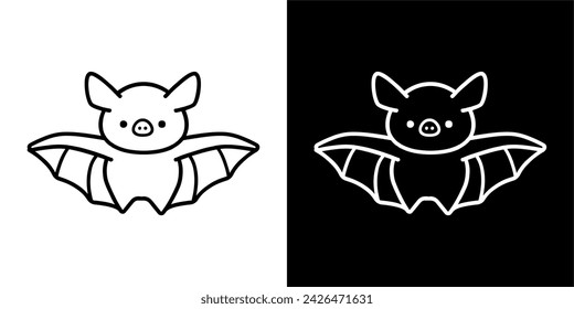 CUTE ANIMAL VECTOR DESIGN BAT H BLACK AND WHITE COLOR 