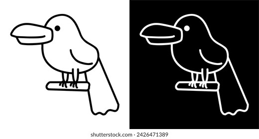 CUTE ANIMAL VECTOR DESIGN BIRD PERCH BLACK AND WHITE COLOR 
