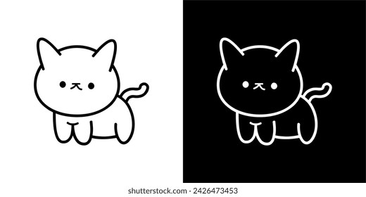 CUTE ANIMAL VECTOR DESIGN CAT BLACK AND WHITE COLOR 