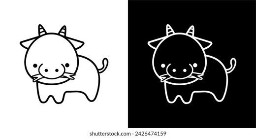 CUTE ANIMAL VECTOR DESIGN COW BLACK AND WHITE COLOR 