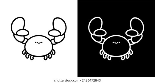 CUTE ANIMAL VECTOR DESIGN CRAB BLACK AND WHITE COLOR 