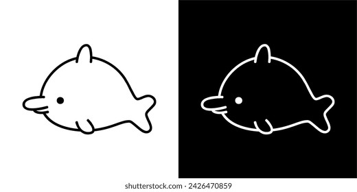 CUTE ANIMAL VECTOR DESIGN DOLPHIN BLACK AND WHITE COLOR 