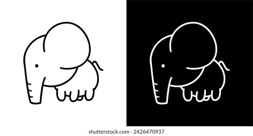 CUTE ANIMAL VECTOR DESIGN ELEPHANT BLACK AND WHITE COLOR 