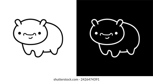 CUTE ANIMAL VECTOR DESIGN KUDANIL BLACK AND WHITE COLOR 