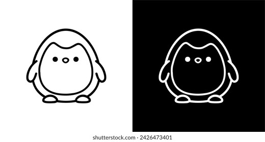 CUTE ANIMAL VECTOR DESIGN PENGUIN BLACK AND WHITE COLOR 