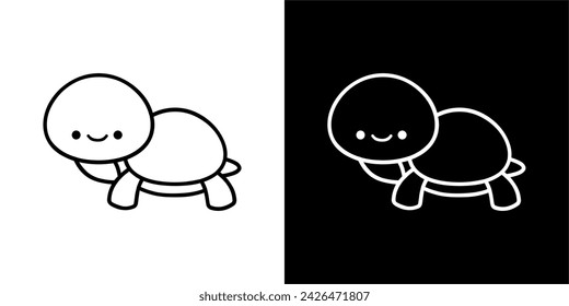 CUTE ANIMAL VECTOR DESIGN TURTLE BLACK AND WHITE COLOR 
