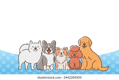 Cute animal vector frame design with footprint pattern background and copy space for dog and cat headline titles.