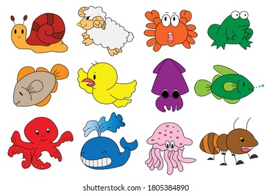 Cute animal vector icon set1 (Type Color)