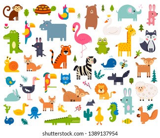 Cute Animal Vector Illustration Icon Set Isolated On A White Background