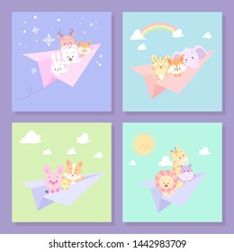 cute animal vector illustration set bundle