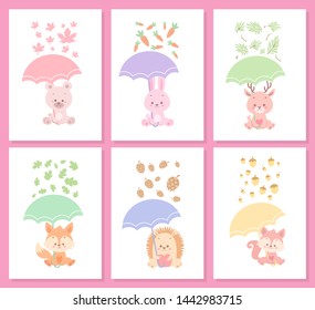 cute animal vector illustration set bundle