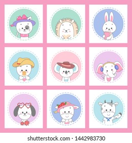 cute animal vector illustration set bundle