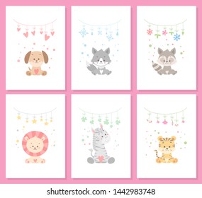 cute animal vector illustration set bundle