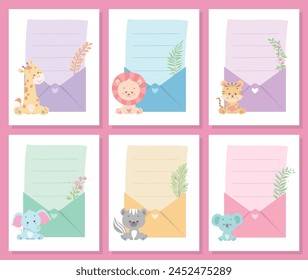 cute animal vector illustration sticky note notes
