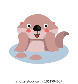 Cute Animal Vector illustration.Fun zoo. Illustration of cute otter.