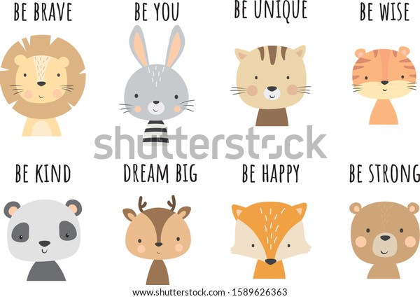 Cute animal vector. Nursery\
decoration room. Can be use for any other ocasion for baby or\
kid.