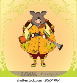 cute animal vector pig