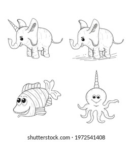 Cute Animal vector with unicorn