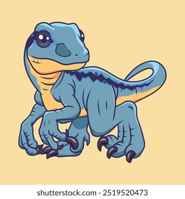 Cute animal Velociraptor cartoon character vector Illustration.