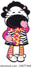 cute animal with warm clothes, scarf, slippers and cap, colorful, the little zebra, monkey, cat, sheep, rabit, bunny is beautiful. Background transparent