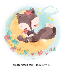 Cute animal in watercolor style.