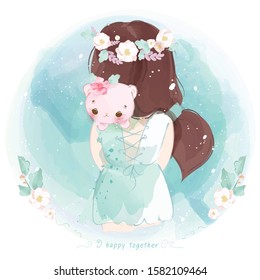 Cute animal in watercolor style.