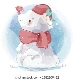 Cute animal in watercolor style.