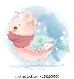 Cute animal in watercolor style.