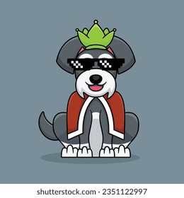 Cute Animal wearing Crown and thug glasses vector illustration