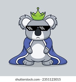 Cute Animal wearing Crown and thug glasses vector illustration